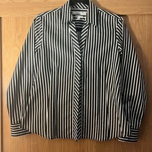 Black and White Striped Button-Up Shirt
